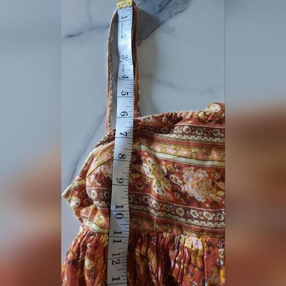 American Eagle Brown Paisley Tiered Maxi Dress Boho Chic Peasant Style - Picture 7 of 12